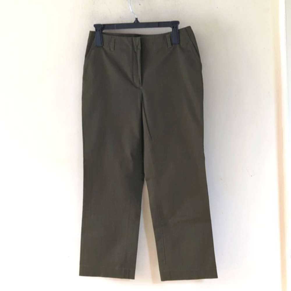 Brooks Brothers 346 Stretch Cotton Blend Ankle Pants Olive